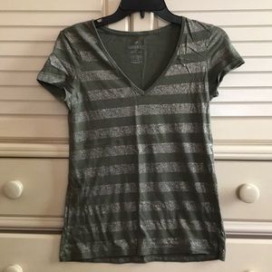 Green/gold striped tee